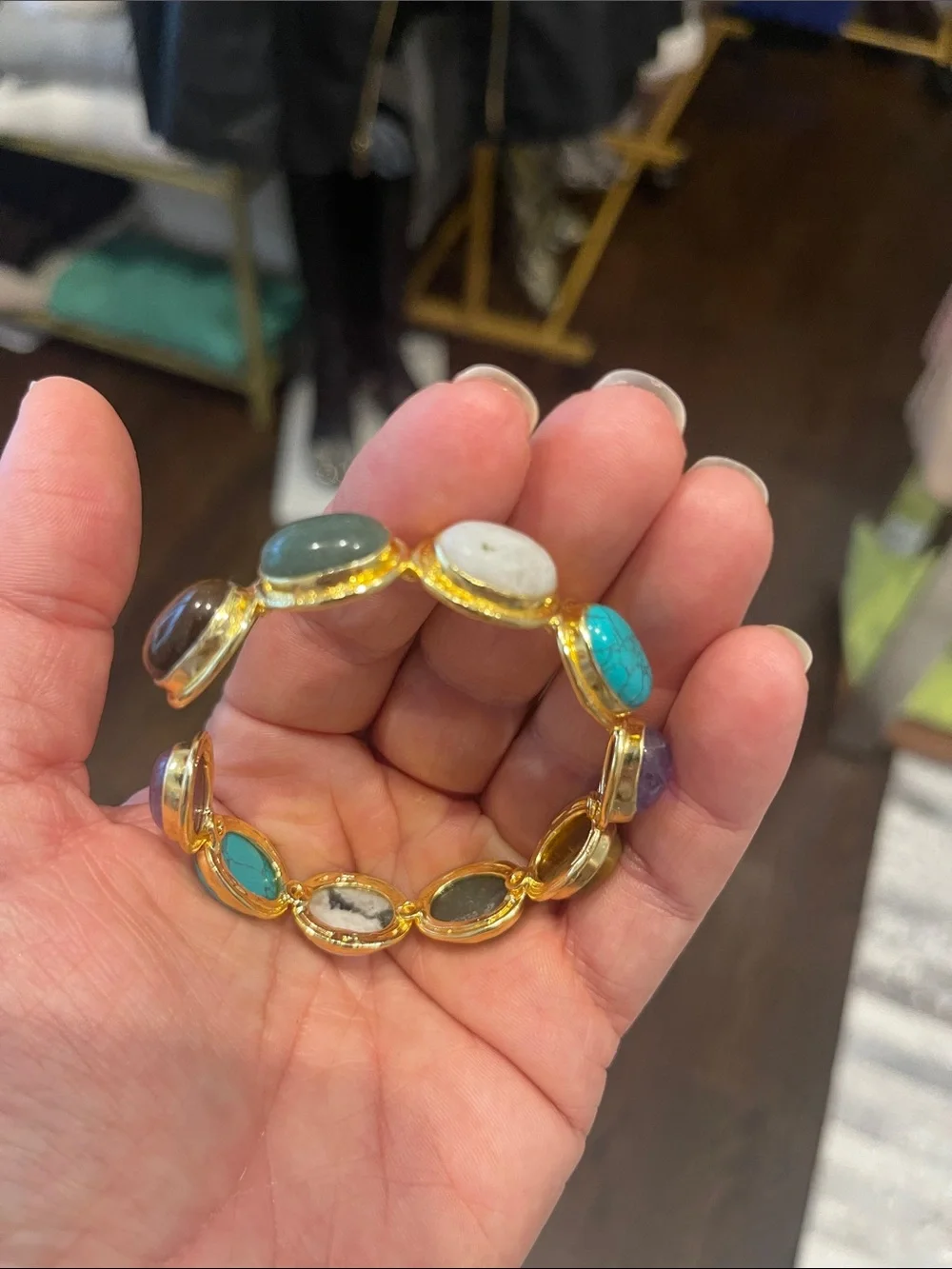 Turkish handmade adjustable Bracelet with Turquoise, Amethyst, Tiger's Eye